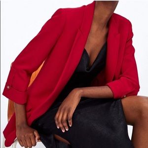 Zara Red Blazer with Button Sleeves - Like New!!